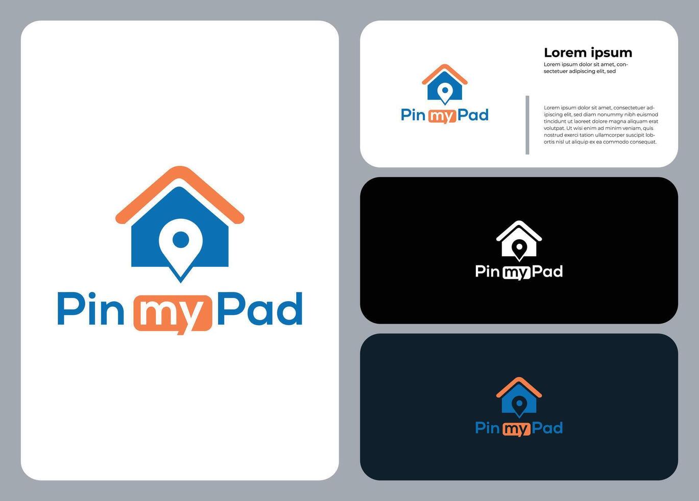 Pin My Pad logo with home and location pin in modern design vector