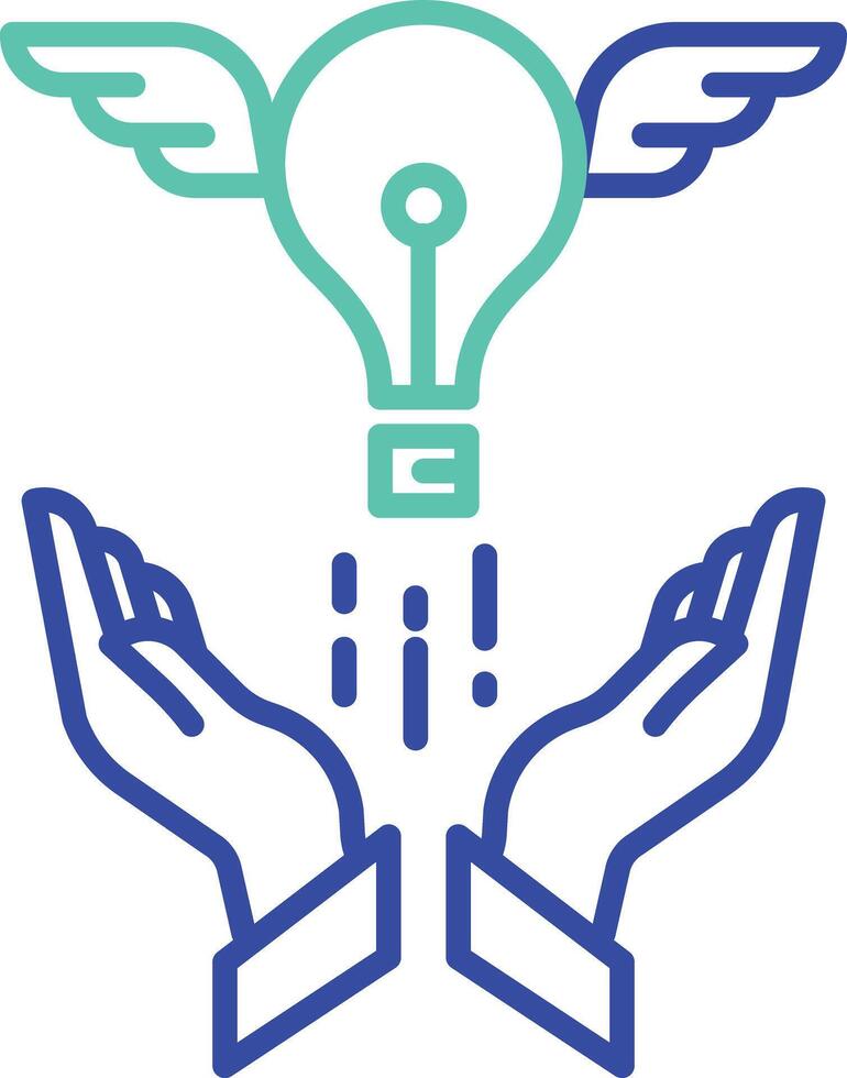 Idea flying outline dual color icon vector