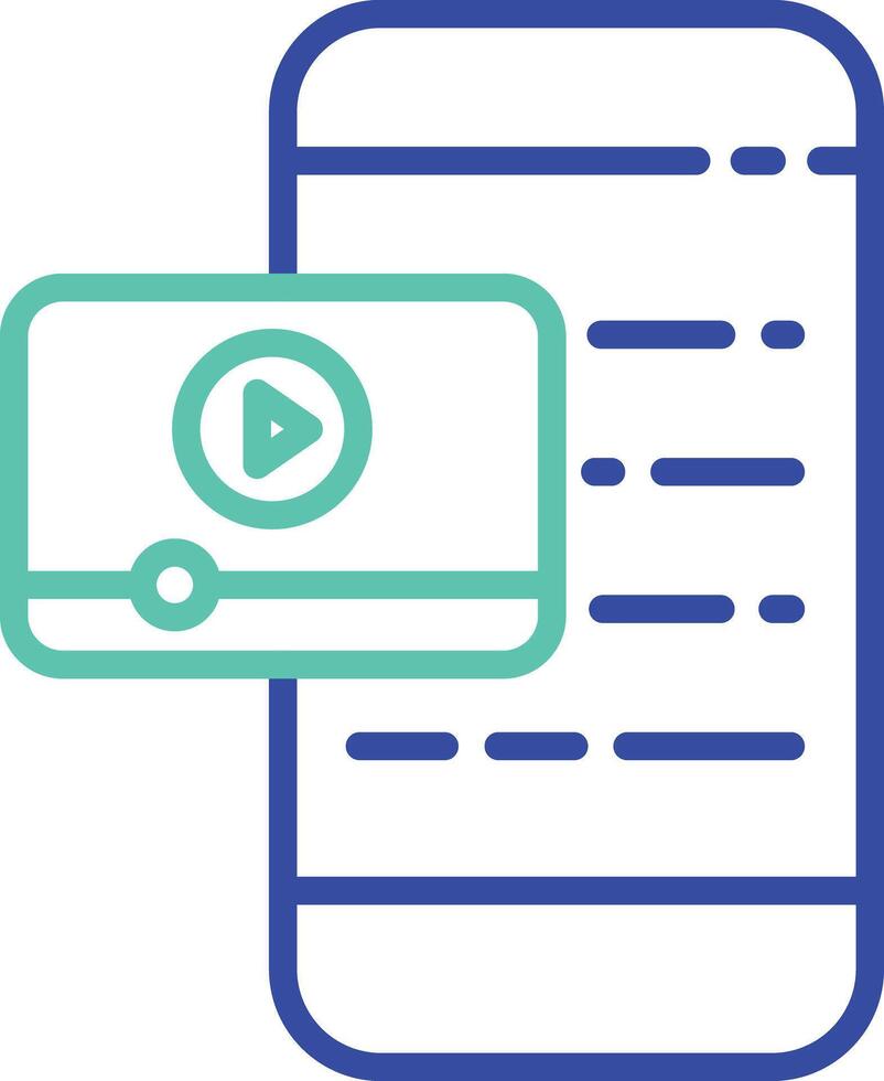 Mobile outline dual color icon vector