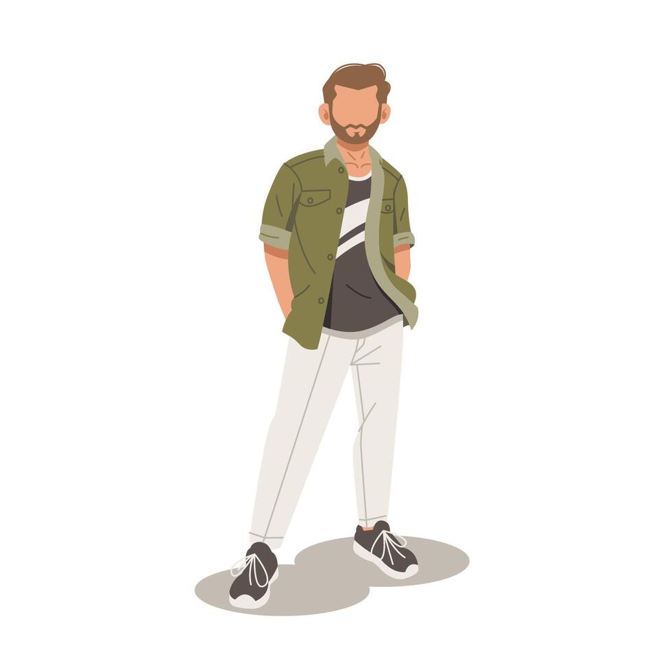 portrait of handsome man in stylish outfits flat design illustration vector