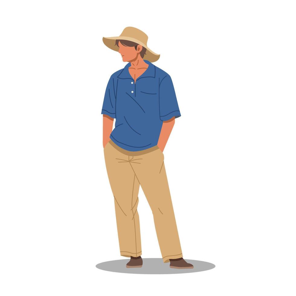 man posing with stylish outfits vector