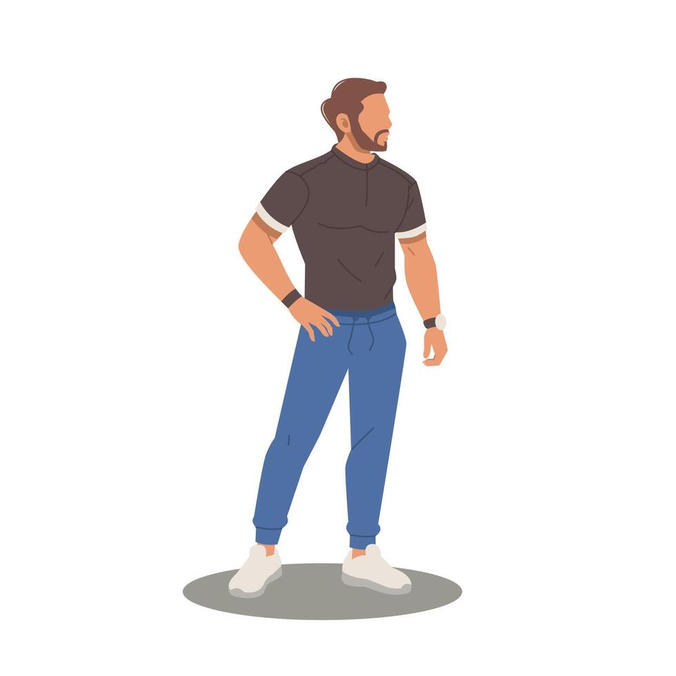 handsome man character standing posing with stylish outfits vector