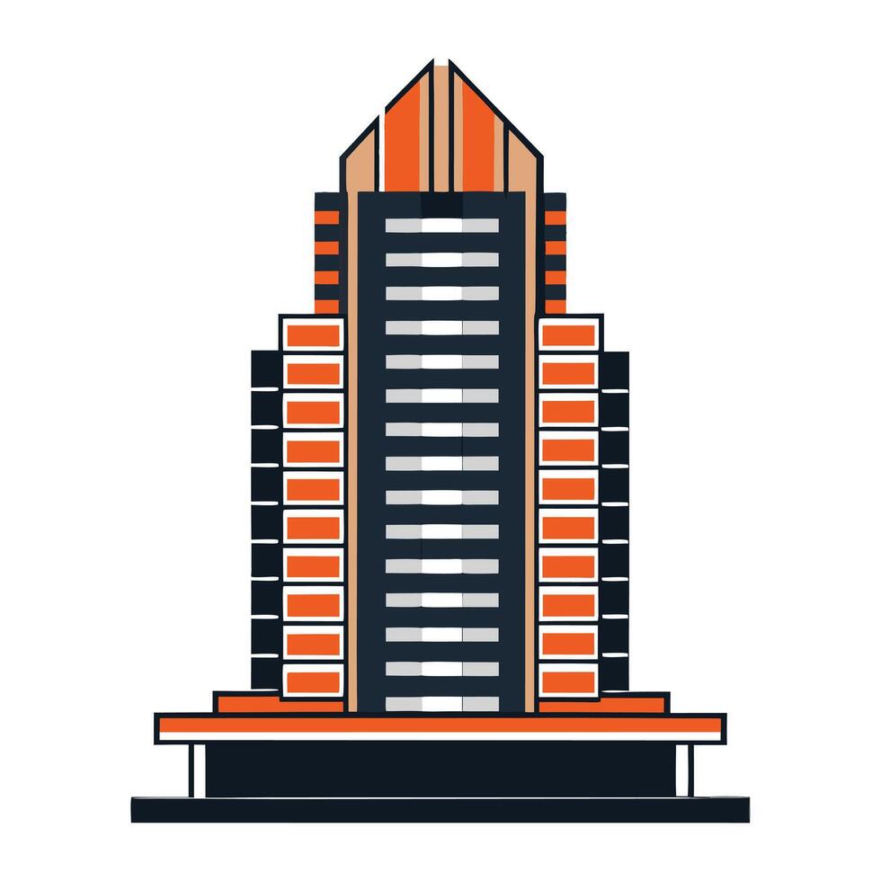 a building with orange and black stripes on it vector