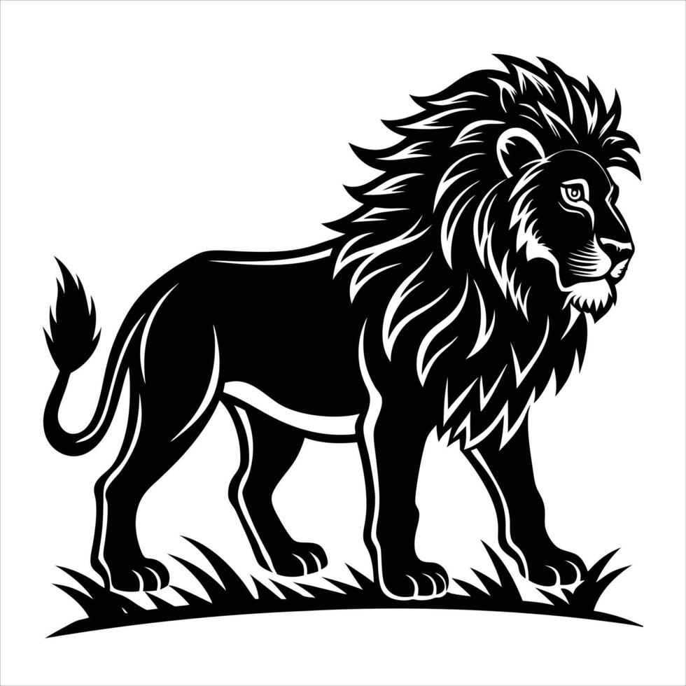 Lion is walking silhouette vector