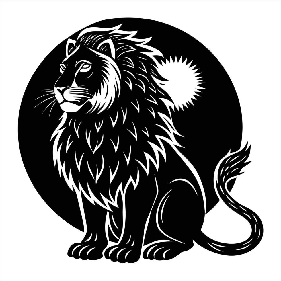 Lion in the yin yang symbol vector