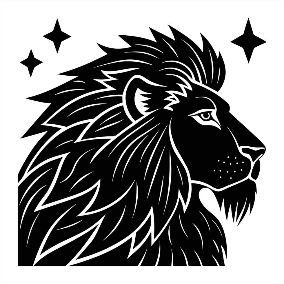 Lion head with stars vector