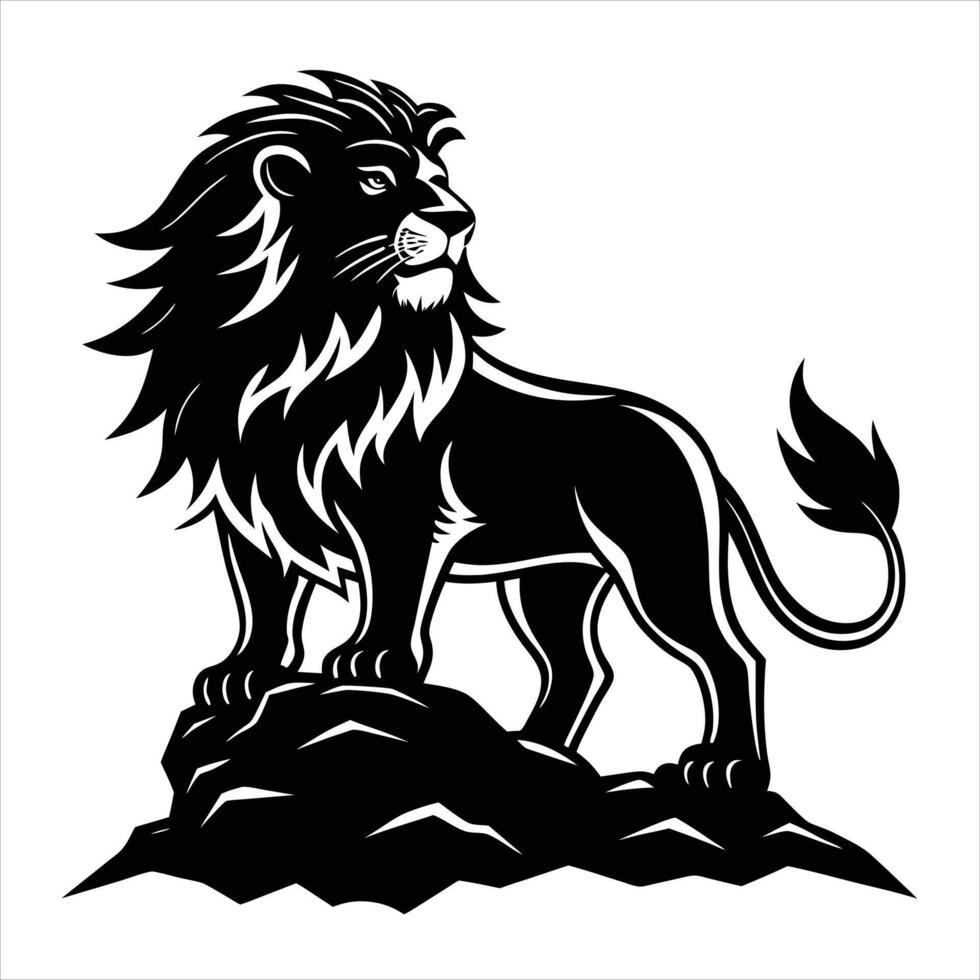 Lion standing on rock vector