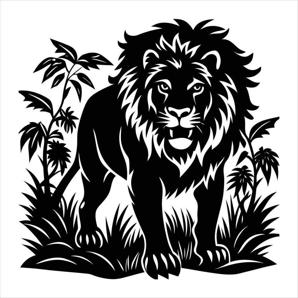 Lion in the jungle vector