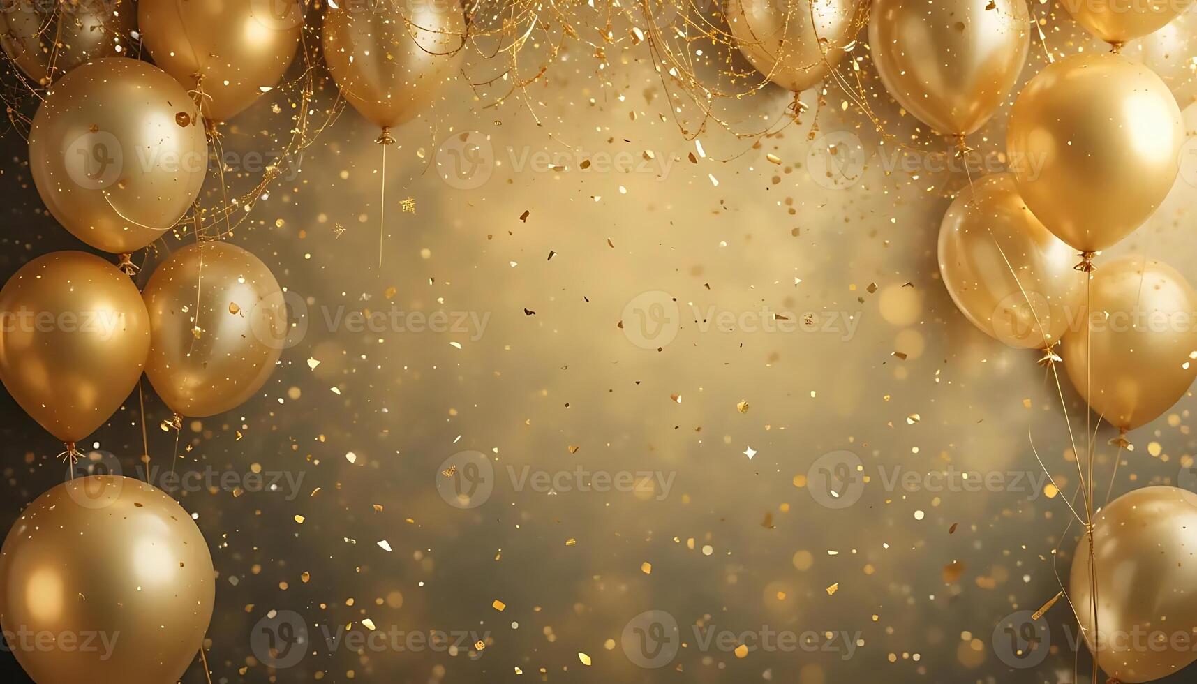 Golden Celebration Balloons, Confetti, Festive Banner Background party shiny event happy bright photo
