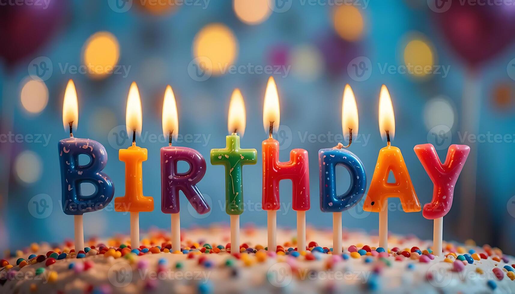 Birthday Candles Spell Out 'Birthday' Festive, Minimalist Design. Warm Glow, Playful Close-Up. joy photo
