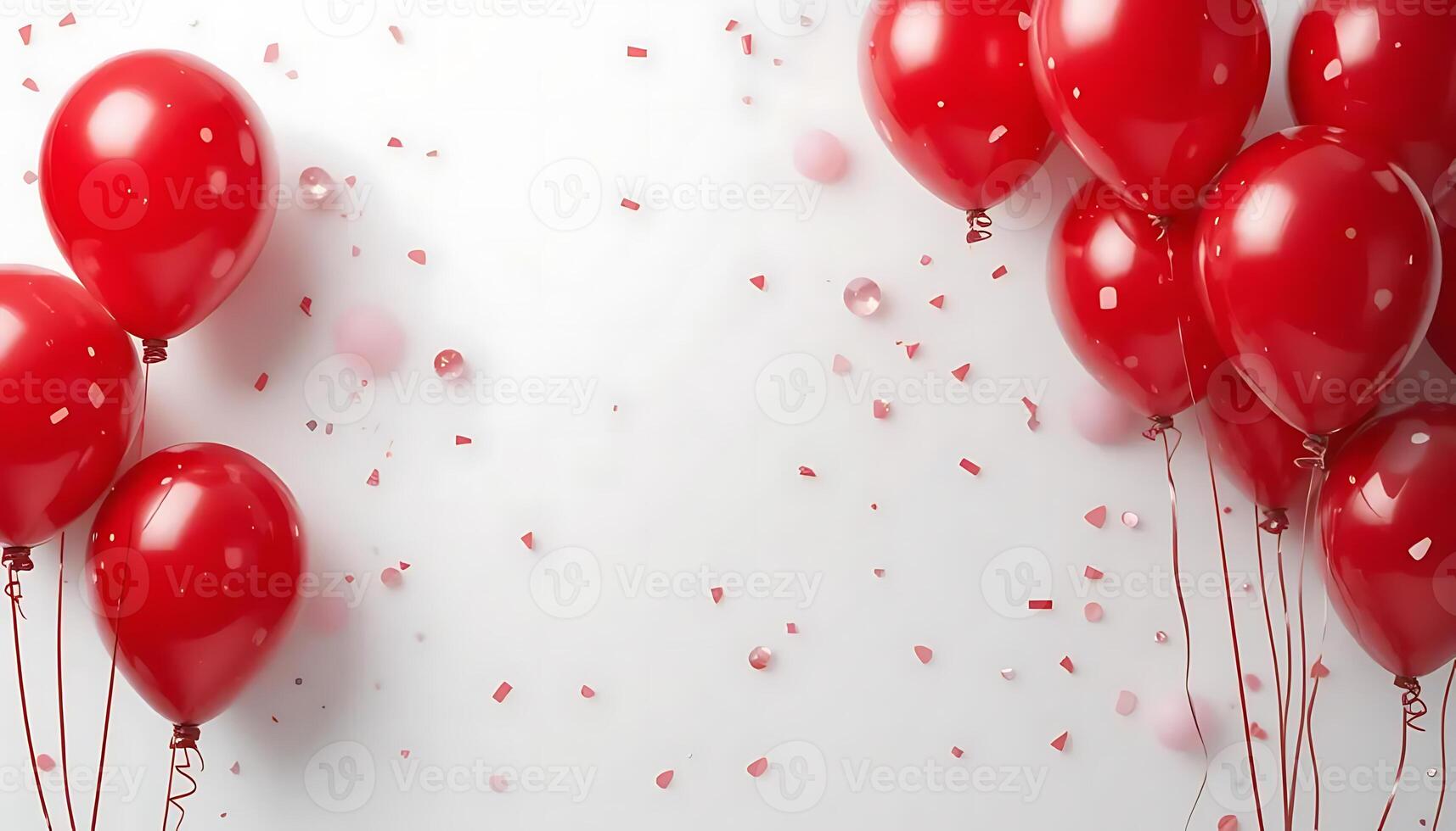 Vibrant Red Balloons Party Celebration Festive Joyful Happy Birthday Anniversary Isolated White photo