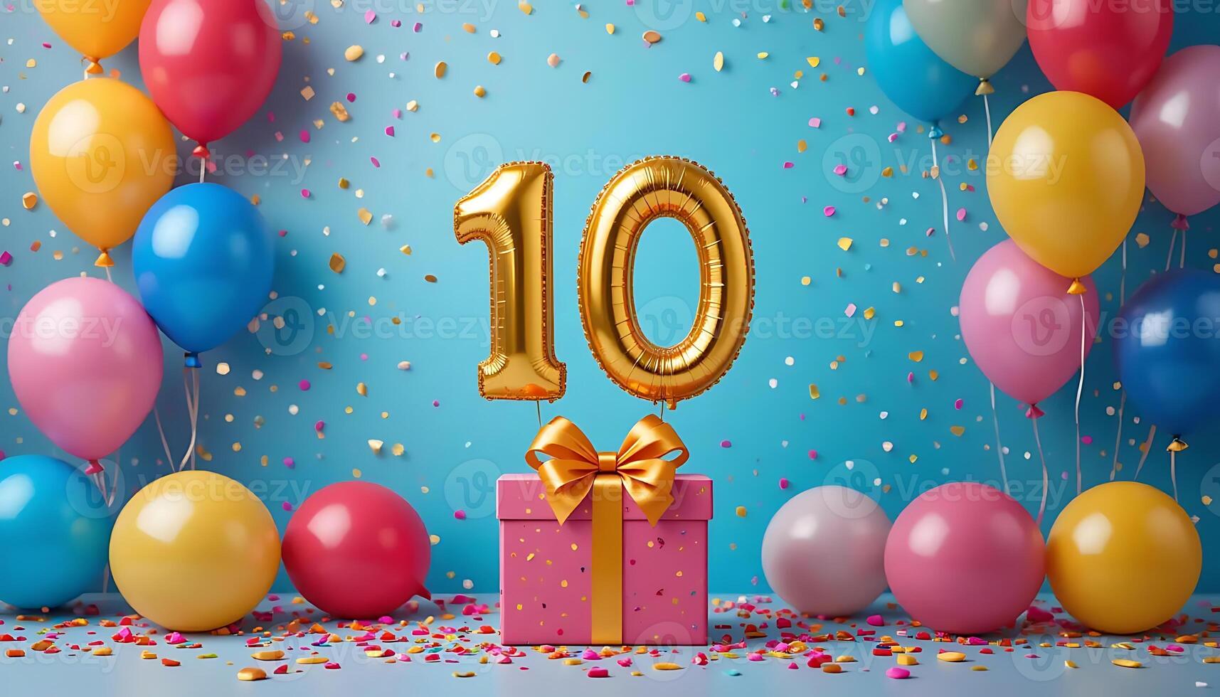 Jubilee Celebration Colorful Balloons, Gift Box, Festive Background party happy event design photo