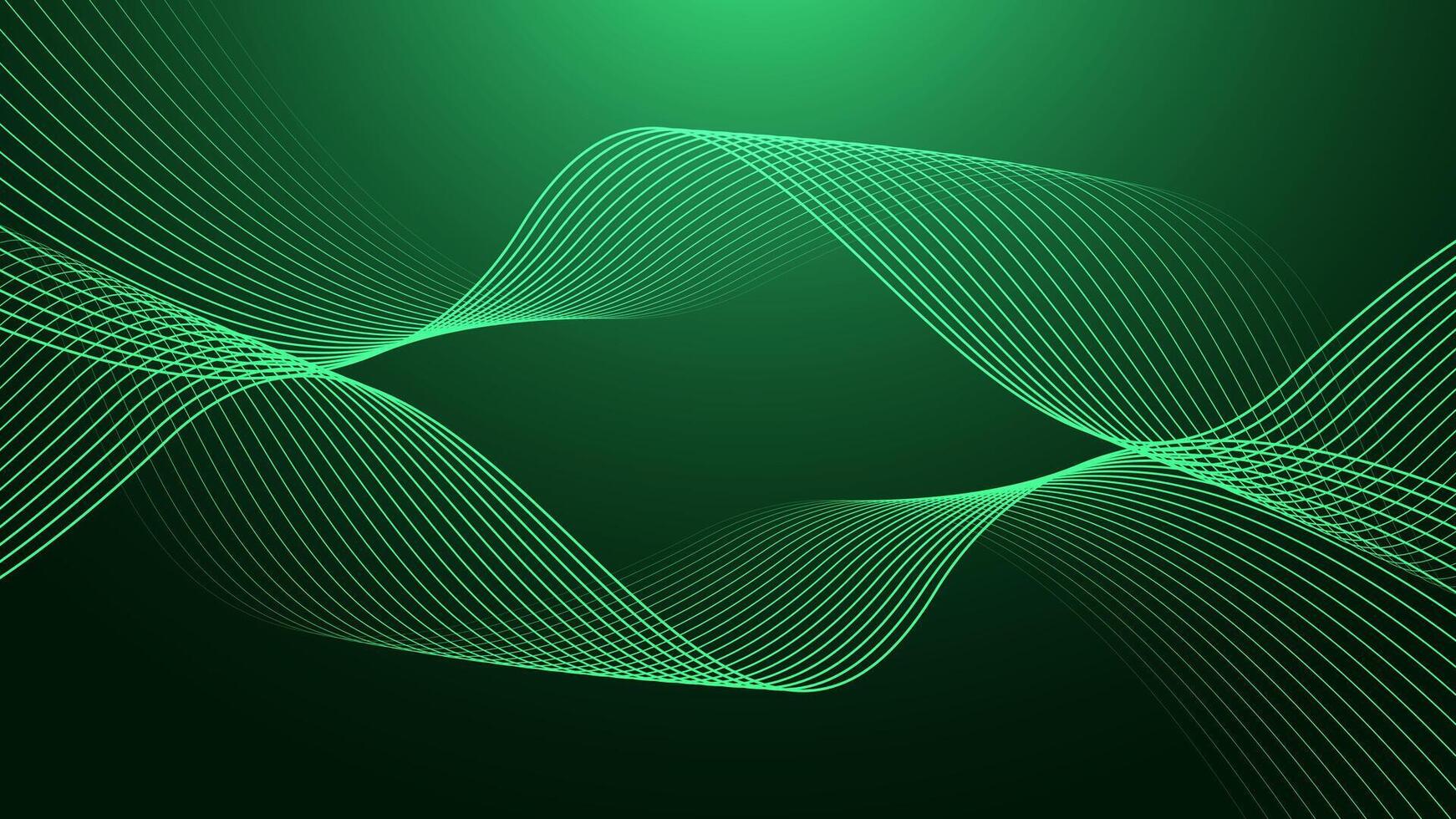 Abstract shining wave line on dark green background. Dynamic wave pattern.Futuristic technology concept vector