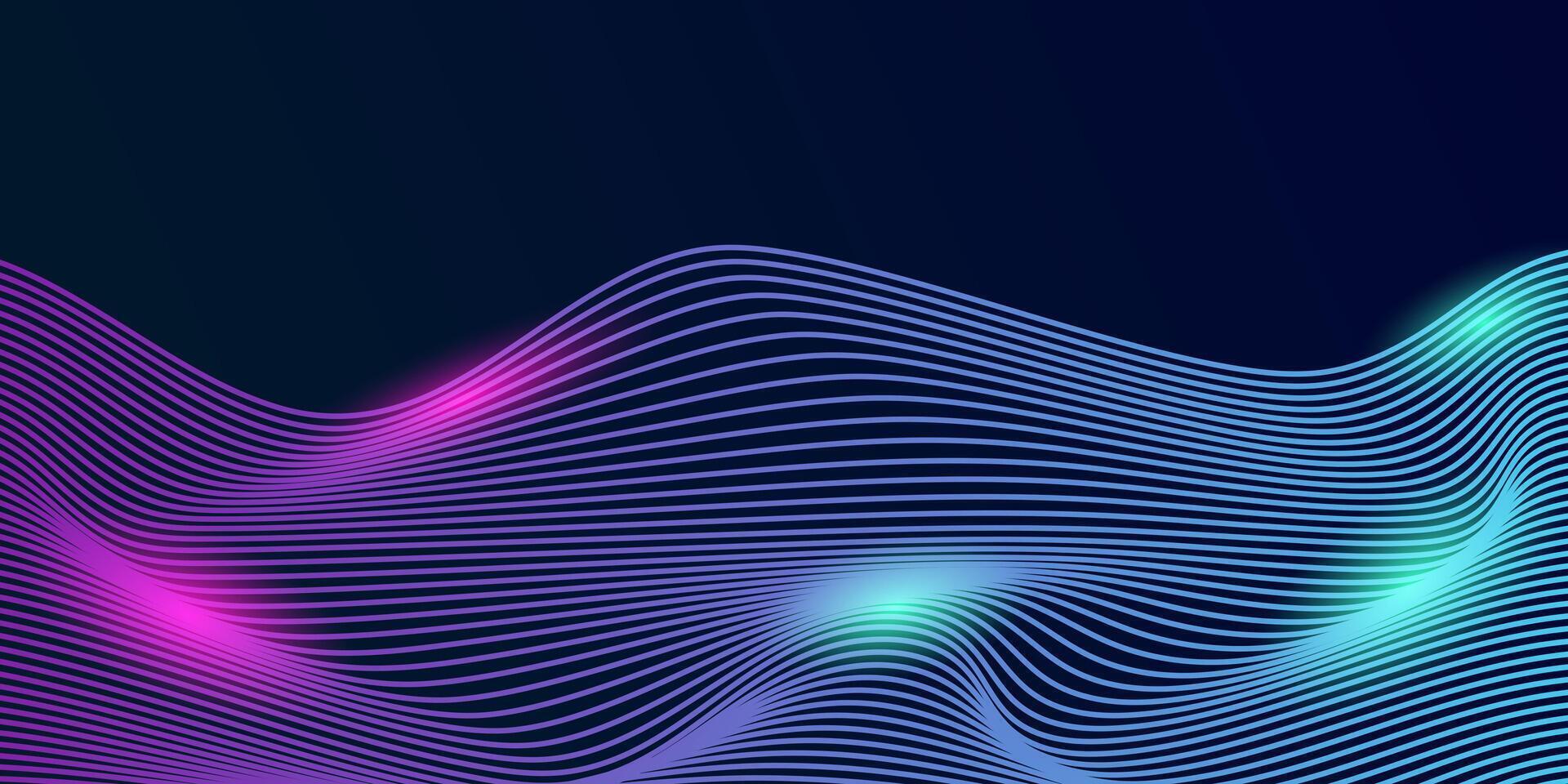 Abstract dynamic line wave on dark blue background. Future technology concept. Suit for banner, poster, cover, brochure, flyer, website vector
