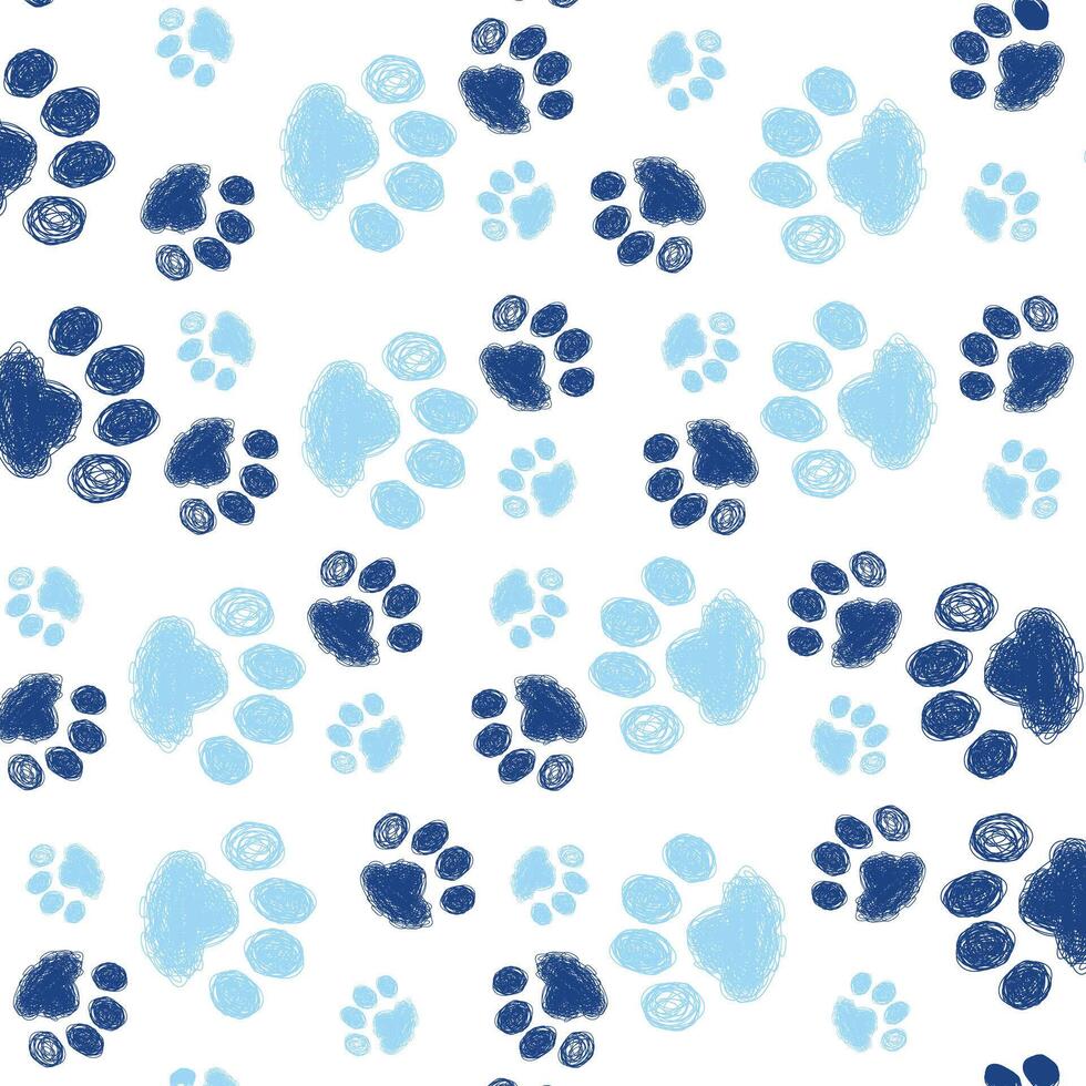 Blue Paw Prints on White vector