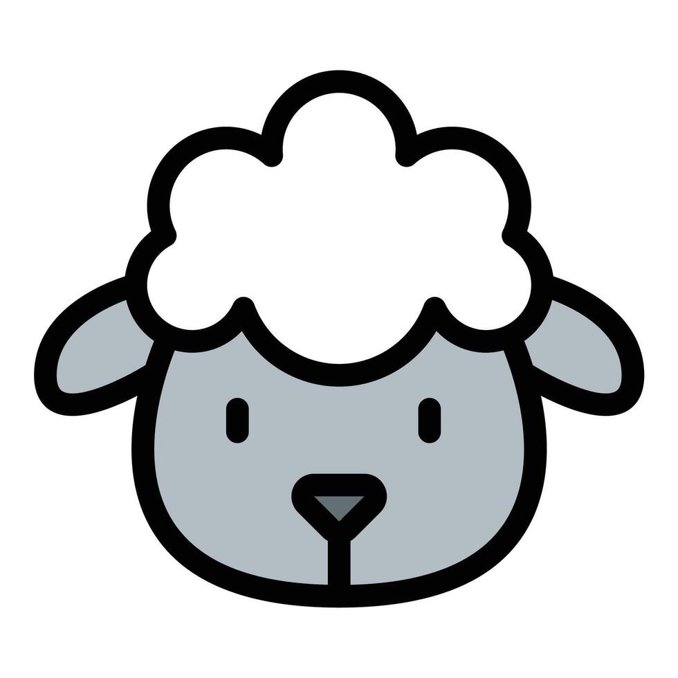 Lamb Icon A simplified lamb silhouette with rounded features, short legs, and a fluffy body outline, illustrated in a flat line color style. vector
