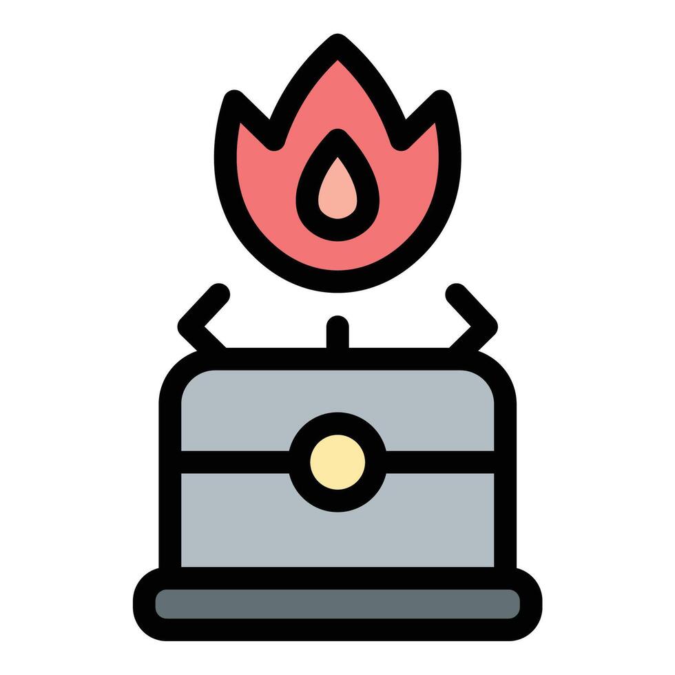 Flat Line Portable Stove Icon A Simple and Modern Camping Illustration. vector