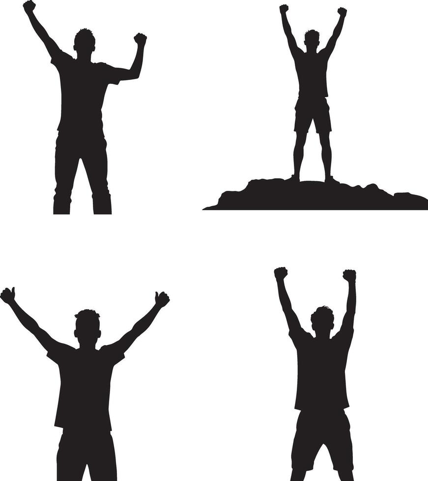 Celebrating Success Silhouettes icon illustration set isolate on white background vector