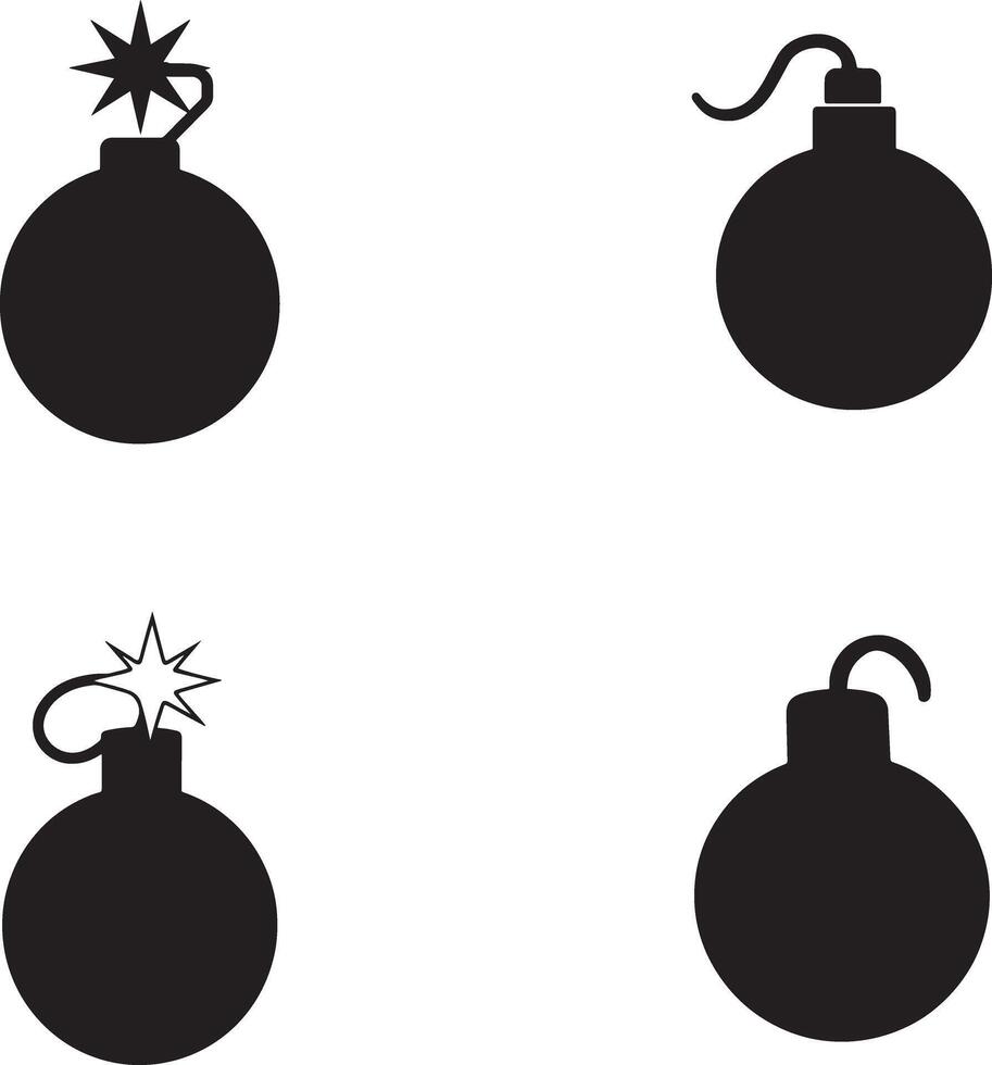Silhouette set of Bomb sign illustration with white background vector