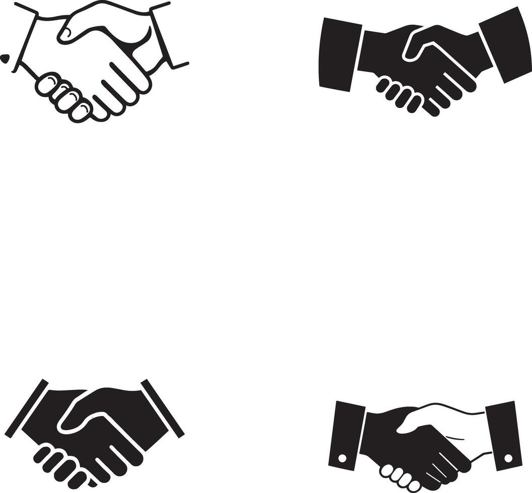 Handshake sign Silhouette and outline illustration with white background vector