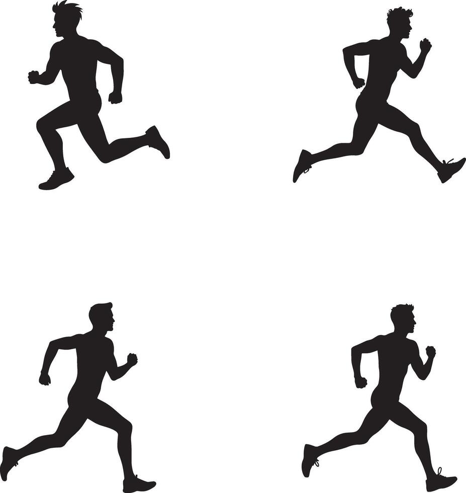 Set of Running Man logo, icon illustration isolate on white background vector
