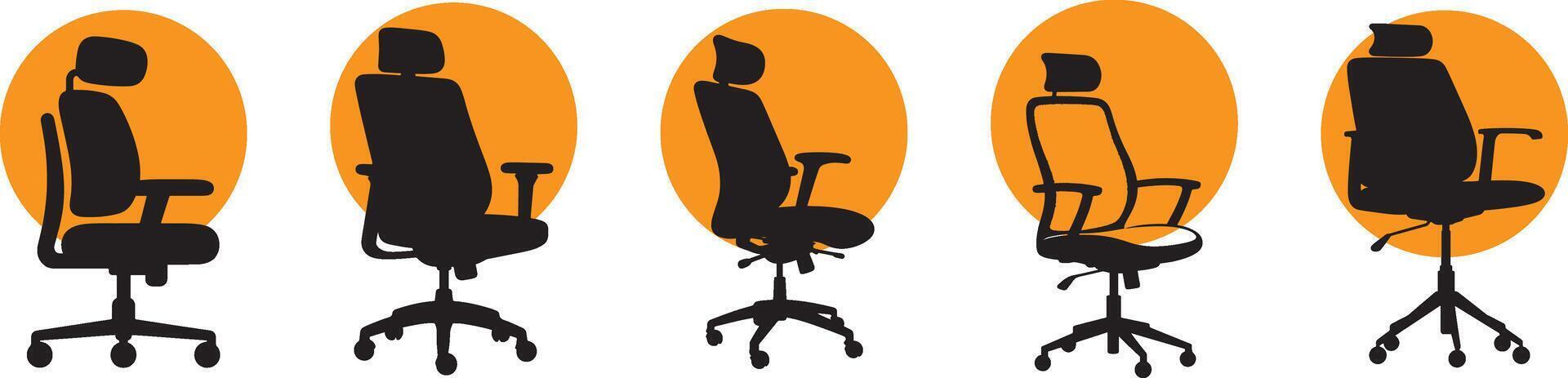 Set of Office chair sign silhouette illustration with white background vector