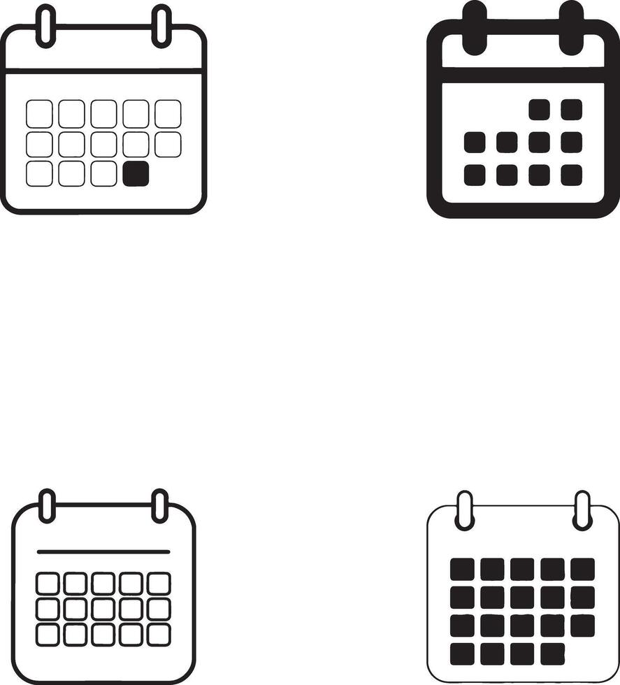 Set of Calendar sign silhouette illustration with white background vector