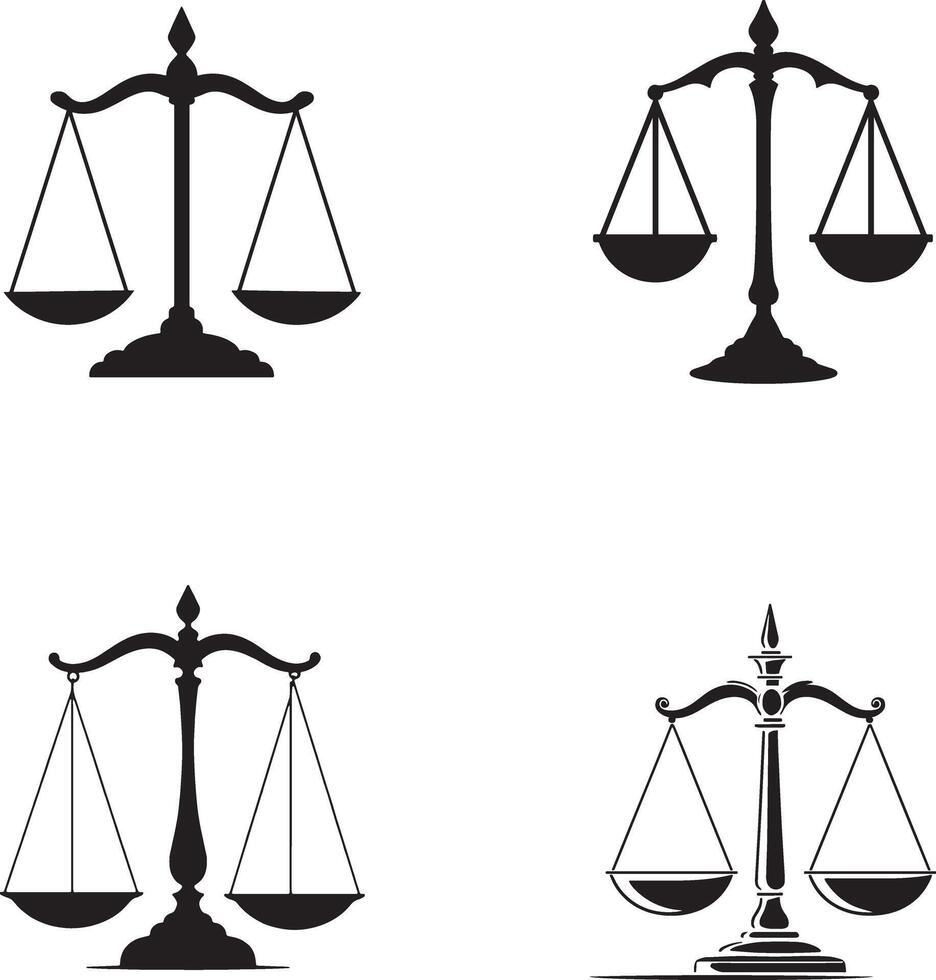 Set of black Balance scale silhouette icon illustration isolate on white background vector