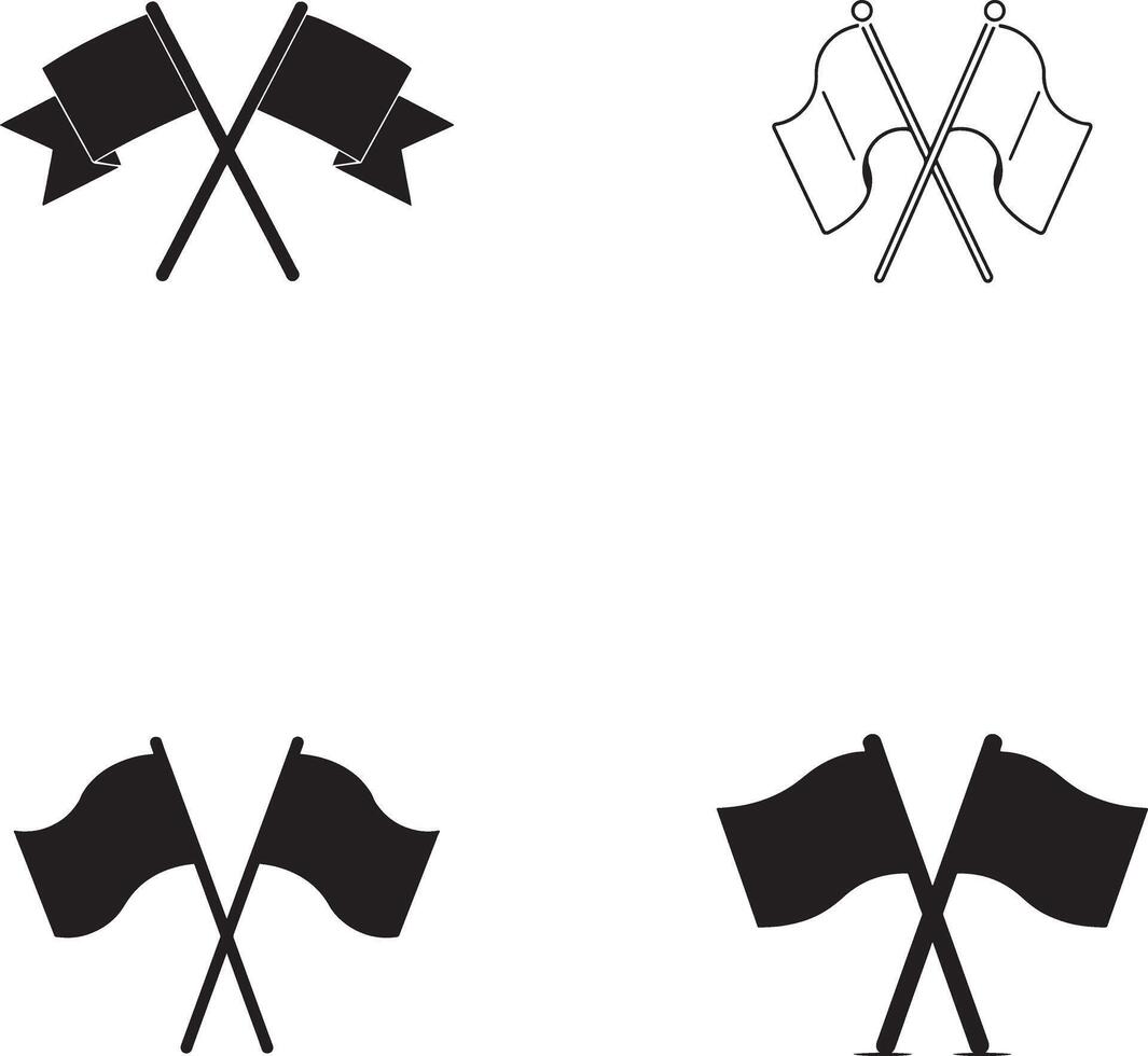 Set of Two Flag Agreement sign silhouette illustration with white background vector
