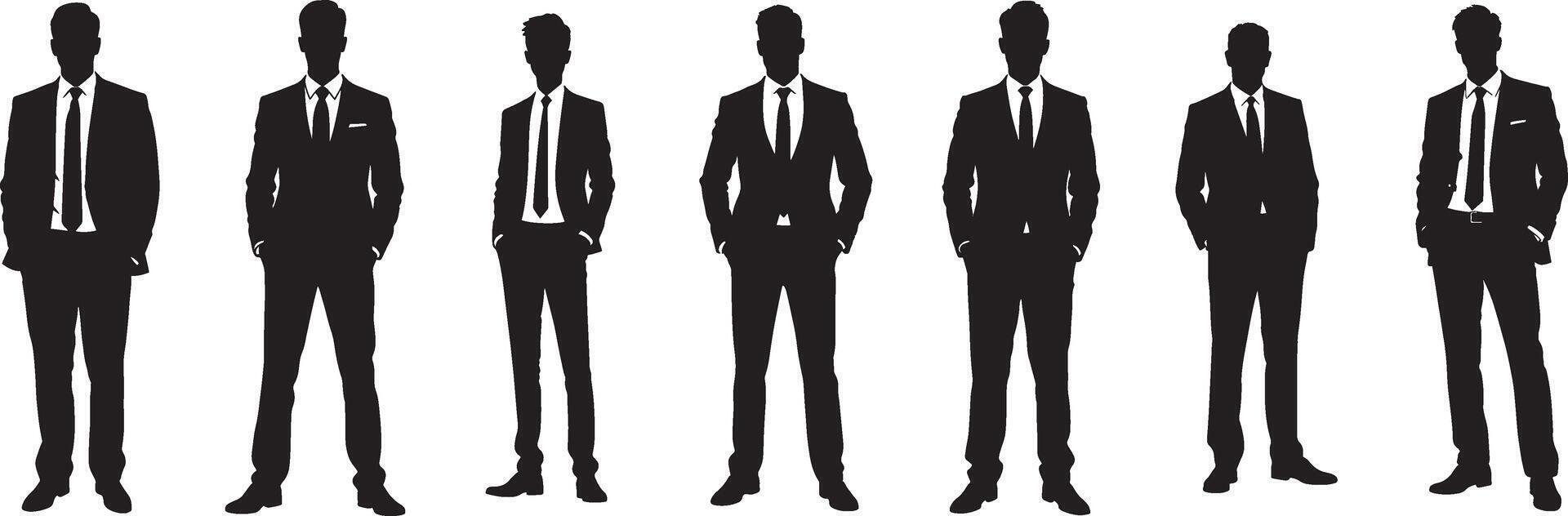 Set of Confident executive silhouette with hands illustration isolate on white background vector