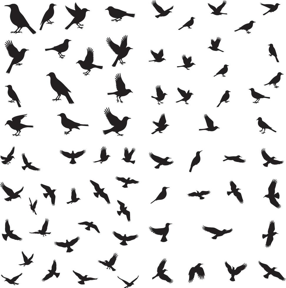 Set of silhouettes of birds icon illustration, perfect for logo design, art projects, and graphic design with white background vector