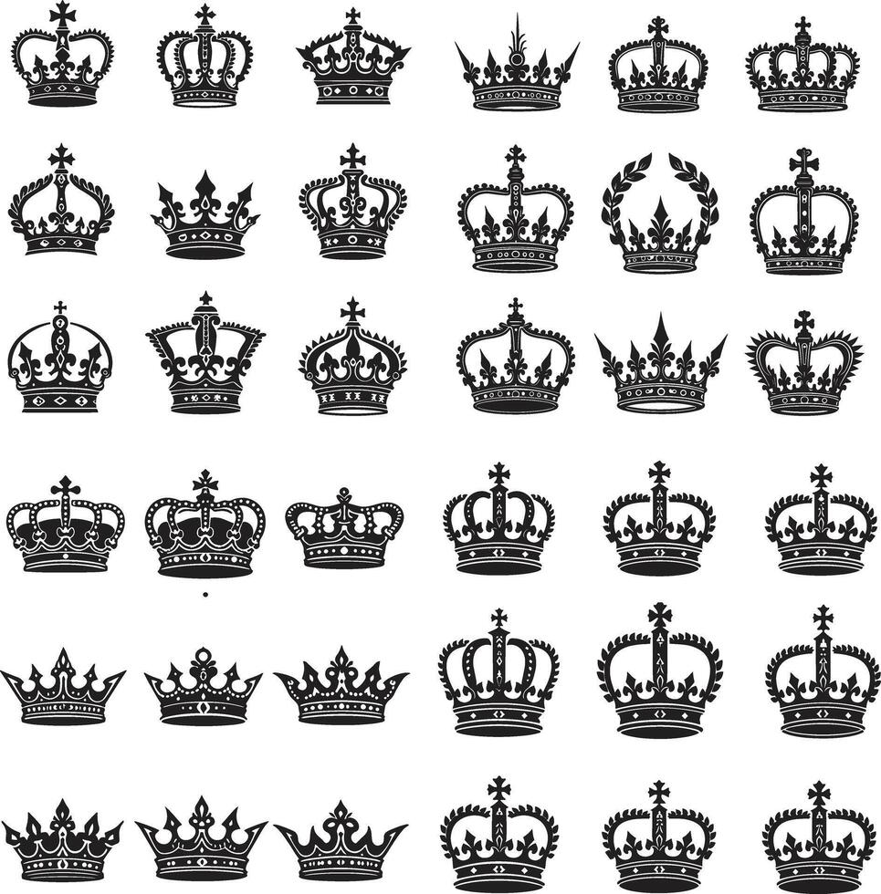 set of crowns art illustration with white background vector