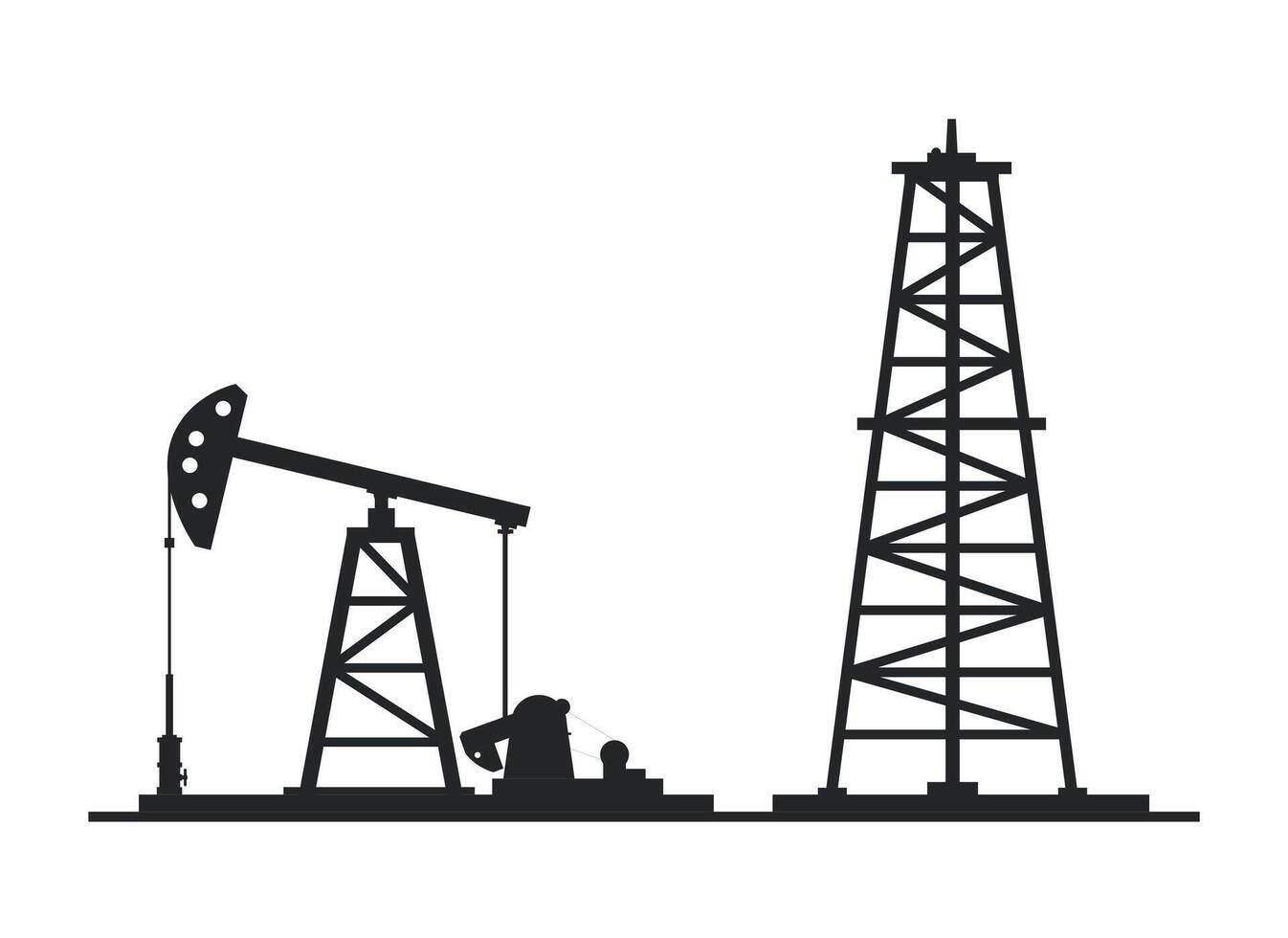 Oil and gas industry black silhouette icon. Oil and gas production. Industrial activity. vector