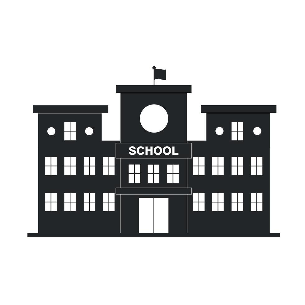 School building black silhouette icon on white background. Education and development. vector