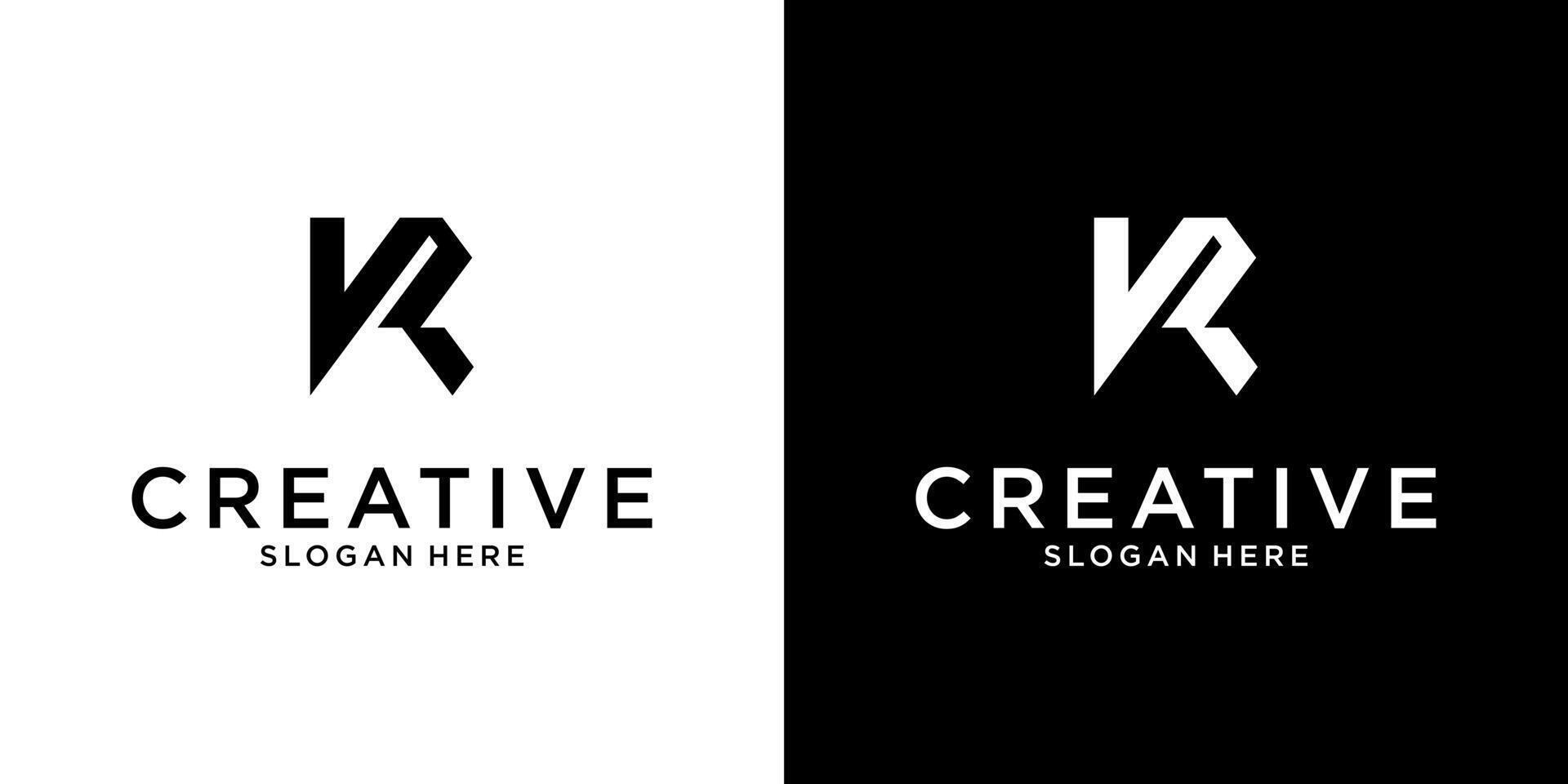 KR or RK initial letter logo design templat vector