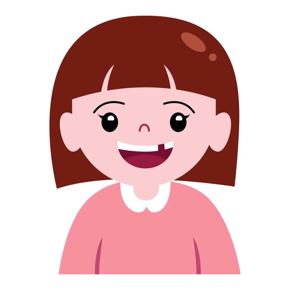 A girl is smiling with broken tooth for dental, hospital and illustration vector