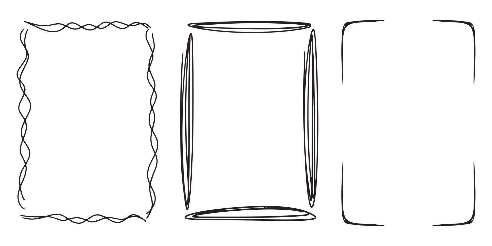 Various abstract frames doodle hand drawn for element and illustration vector