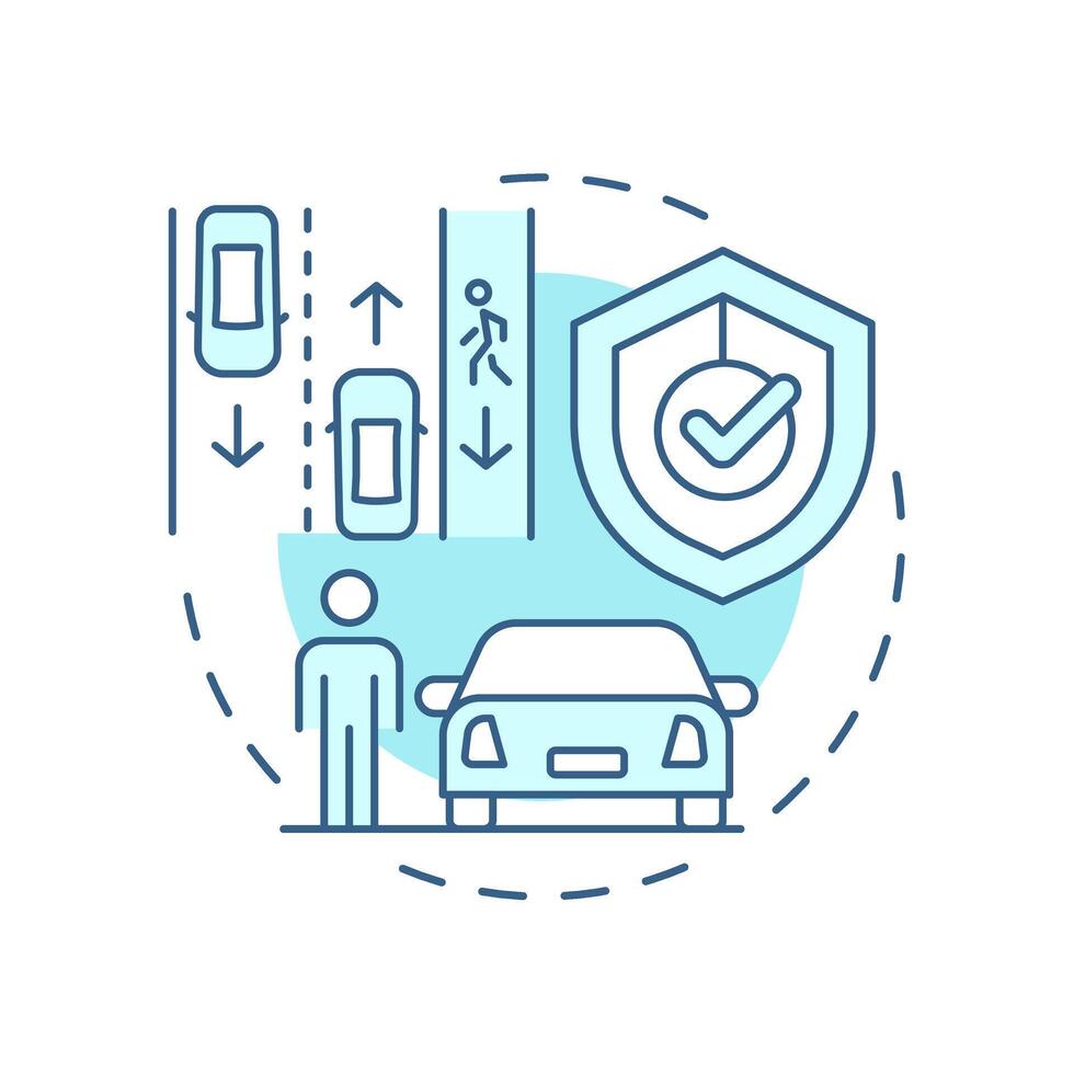 Walk facing oncoming traffic soft blue concept icon. Prevention of road accidents. Pedestrian safety. Round shape line illustration. Abstract idea. Graphic design. Easy to use in brochure vector