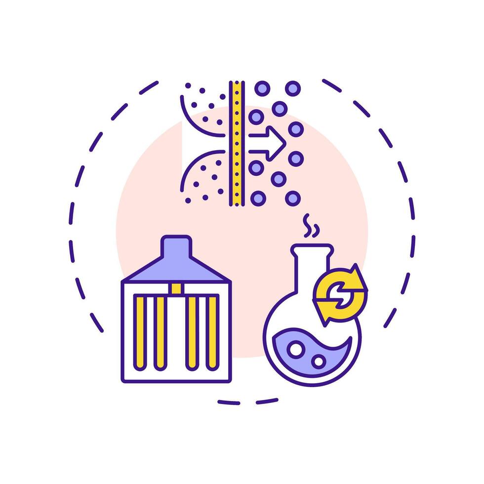 Conversion and enrichment multi color concept icon. Yellowcake to uranium hexafluoride. Nuclear fuel cycle. Round shape line illustration. Abstract idea. Graphic design. Easy to use in booklet vector