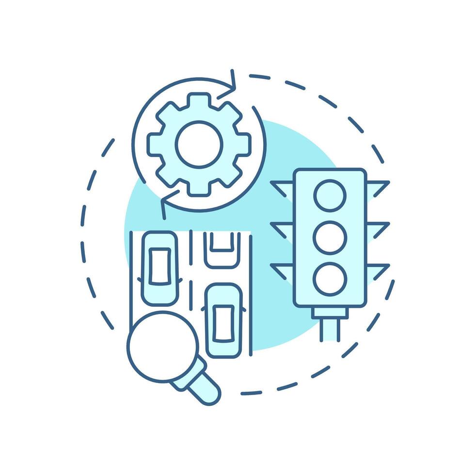 Adaptive traffic signal control soft blue concept icon. Vehicle flow adjustment. Transport management strategy. Round shape line illustration. Abstract idea. Graphic design. Easy to use in booklet vector