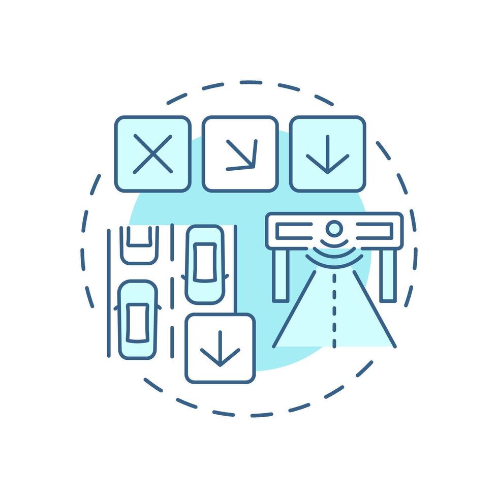 Reduce traffic congestion soft blue concept icon. Monitoring situation on road. Benefit of transport management. Round shape line illustration. Abstract idea. Graphic design. Easy to use in booklet vector