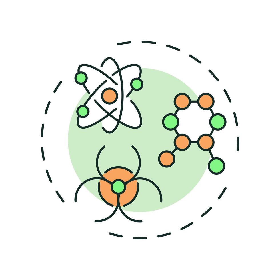 Particle physics multi color concept icon. Researching quarks, leptons and bosons. Nuclear science branch. Round shape line illustration. Abstract idea. Graphic design. Easy to use in booklet vector