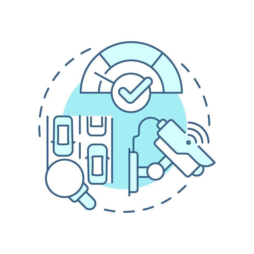 Traffic enforcement soft blue concept icon. Law regulation of vehicle control and safety. Transport management. Round shape line illustration. Abstract idea. Graphic design. Easy to use in booklet vector
