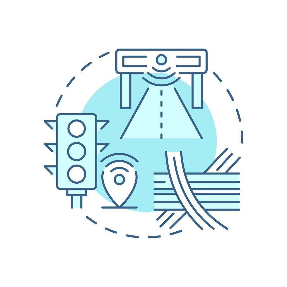 Traffic engineering soft blue concept icon. Designing and implementing infrastructure. Transport management. Round shape line illustration. Abstract idea. Graphic design. Easy to use in booklet vector