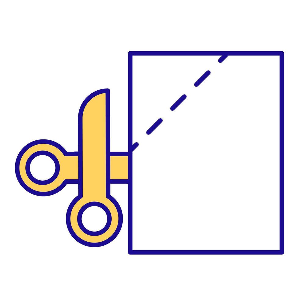 Cutting paper RGB color icon. Cut lines, scissors. Document, blank. School equipment, instrument. Office supply. Isolated illustration. Simple filled line drawing. Editable stroke vector