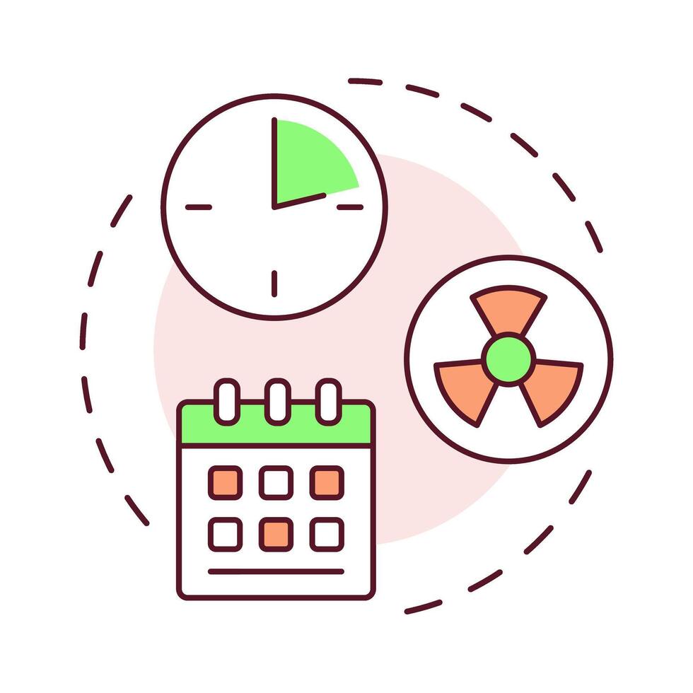 Time principle multi color concept icon. Minimizing duration to low doze of hazard. Radiation exposure. Round shape line illustration. Abstract idea. Graphic design. Easy to use in booklet vector
