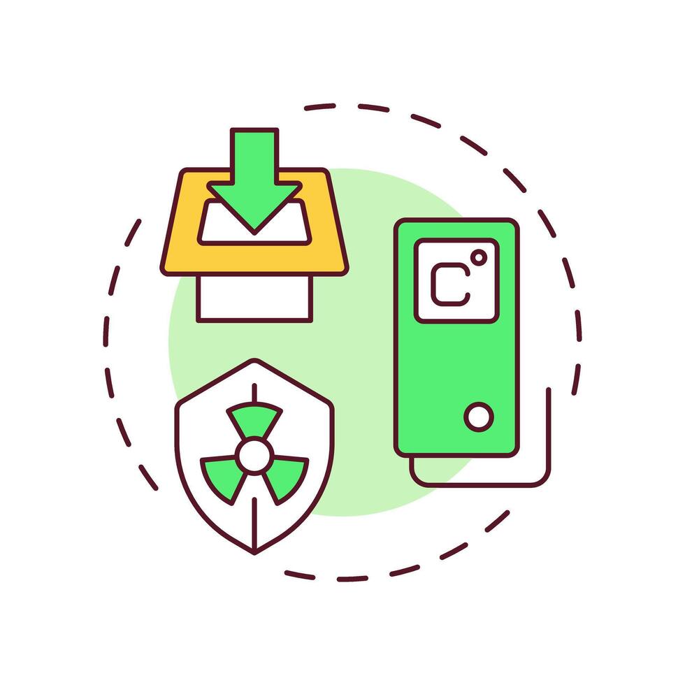 Interim storage multi color concept icon. Temporary containment. Radioactive waste management activities. Round shape line illustration. Abstract idea. Graphic design. Easy to use in booklet vector