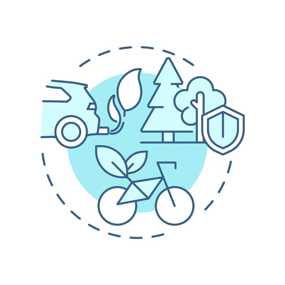 Traffic ecology soft blue concept icon. Understanding environmental impact of vehicles. Transport management. Round shape line illustration. Abstract idea. Graphic design. Easy to use in brochure vector
