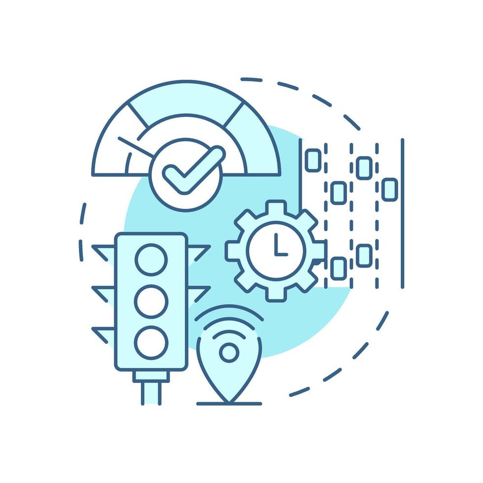 Traffic flow management soft blue concept icon. Real time adjustments of road infrastructure. Vehicle regulation. Round shape line illustration. Abstract idea. Graphic design. Easy to use in booklet vector