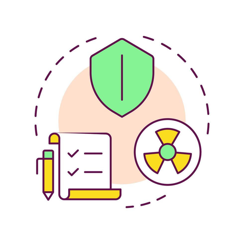 Nuclear safety multi color concept icon. Prevent accidents and manage risks. Protection from radiation. Round shape line illustration. Abstract idea. Graphic design. Easy to use in article vector